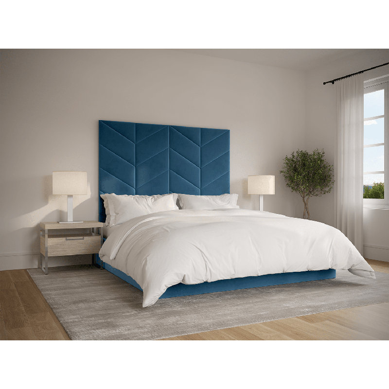 Vant Chevron Upholstered Wall Mounted Headboard Panels for King Beds, Micro Suede Charcoal Grey, 79" W x 60" H, King