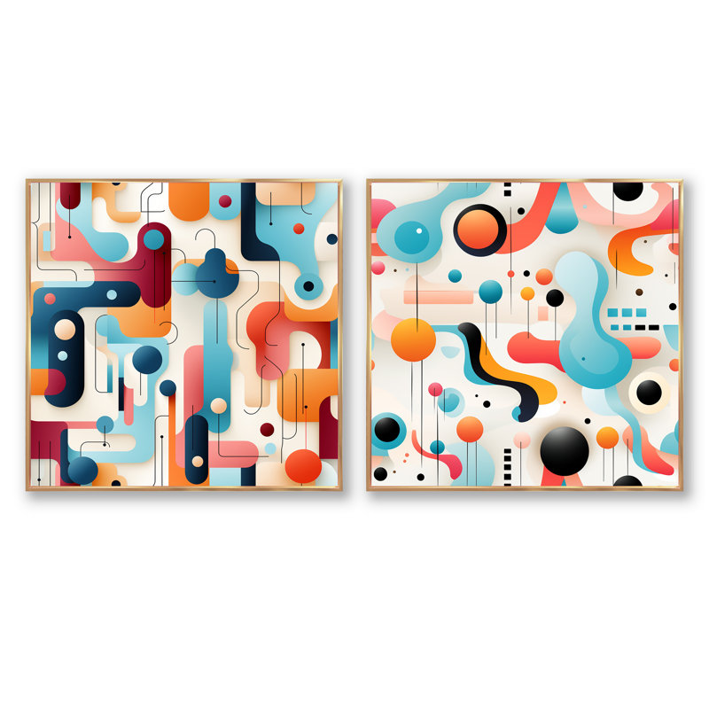 Clance - Abstract Collages, Cadre flottant doré, H 30 po x l 61 po