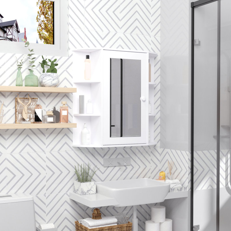 Armoire à pharmacie avec miroir, armoire à miroir murale, blanche
