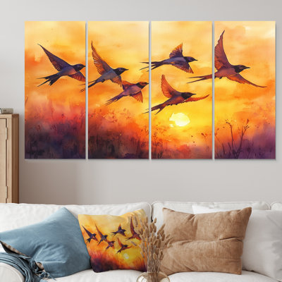 Swallows Birds At Sunset III - Art mural oiseau - art mural moderne pour le salon