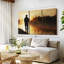 «Foggy Riverbank Fishing», 3 pièces sur toile-98562127