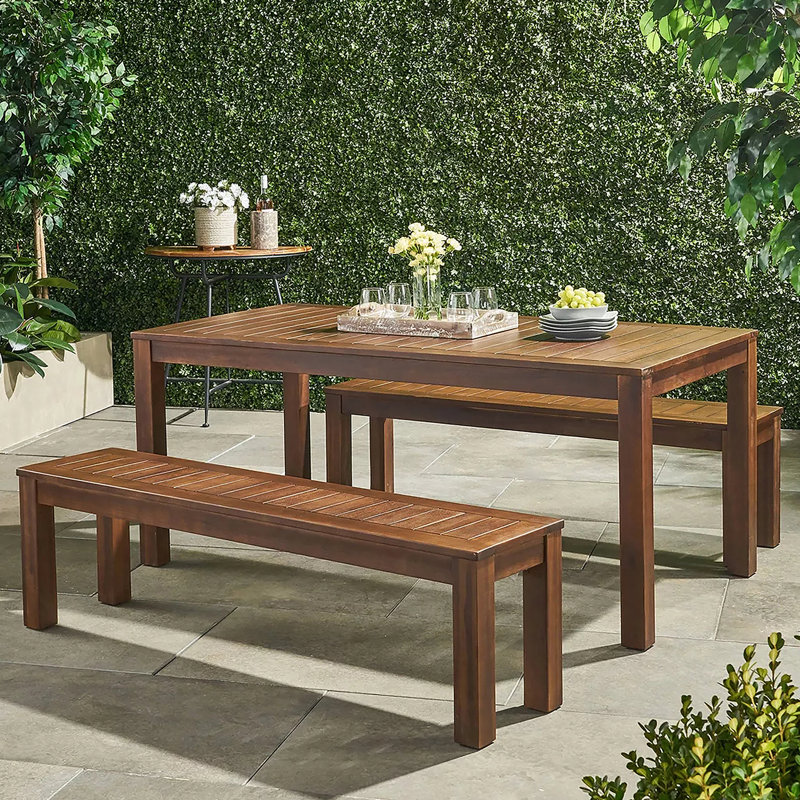 Outdoor Table And Two Benches