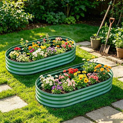 Durable Galvanized Raised Garden Bed 6x3x1ft - Heavy Duty Metal Planter for Vegetables, Herbs & Flowers with Rust-Proof Design and Large Capacity, 2PCS