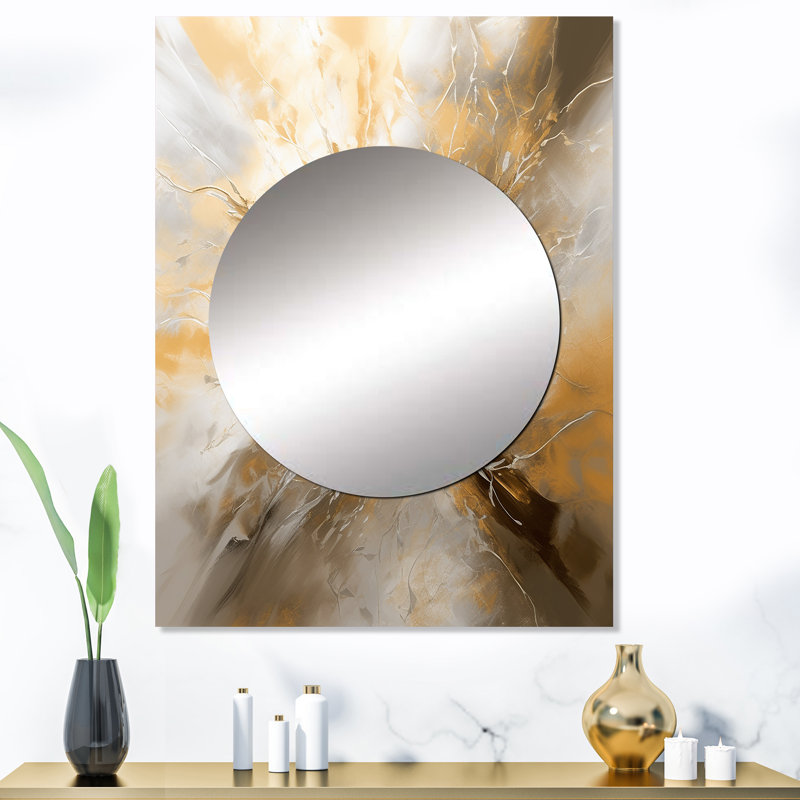 Akova or et argent chromatique Essence I - miroir mural abstrait, miroir décoratif moderne, impression d'art en métal