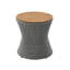 Table d'appoint d'extérieur, table de bout de patio ronde de 17,5 po avec plateau en bois naturel et base de sablier en osier gris, petite table basse d'extérieur résistante aux intempéries pour balcon, jardin, bord de piscine