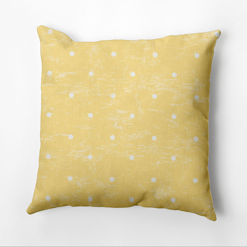 Surf, Sand, & Sea Polka Dots Reversible Throw Pillow, Yellow, 18" H x 18" W