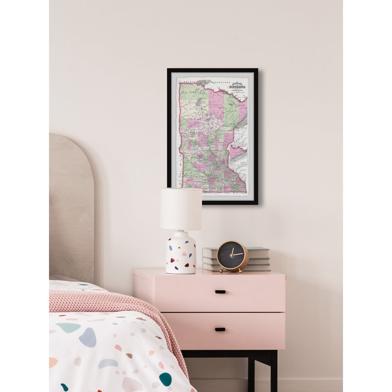 Carte du Minnesota - cadre photo, H 36 po x l 24 po x 1,5 po