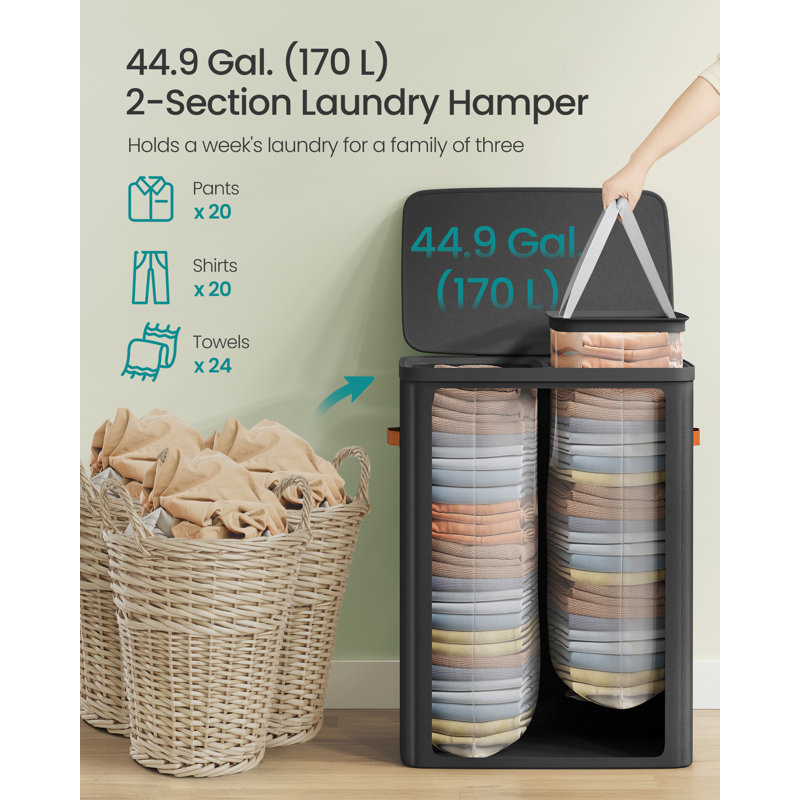 Laundry Basket With Lid, ?Ink , Black