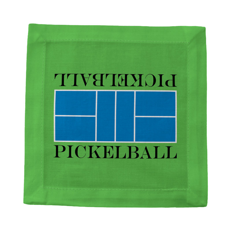 Pickelball Court Cotton Sateen Cocktail Napkins, Blue Green