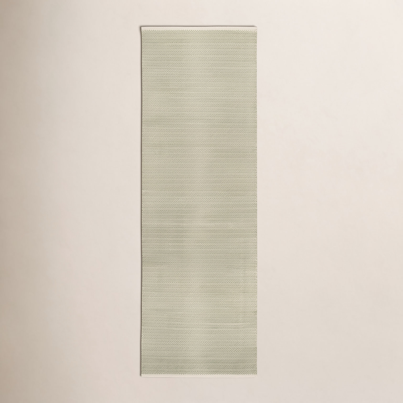 Herringbone Cotton Slate Gray Rug, Sage Green, Runner 2'6" x 8'