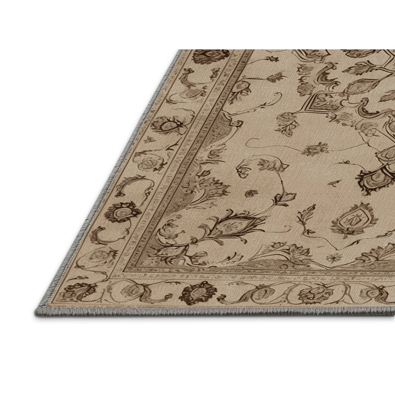 Machine Washable Tabriz Gray Area Rug, Rectangle 2' x 3'