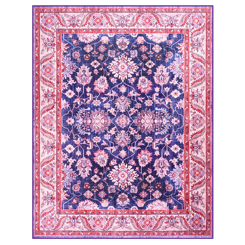 Tapis à motif floral lavable Fillender, Rectangle 4pi x 6 pi