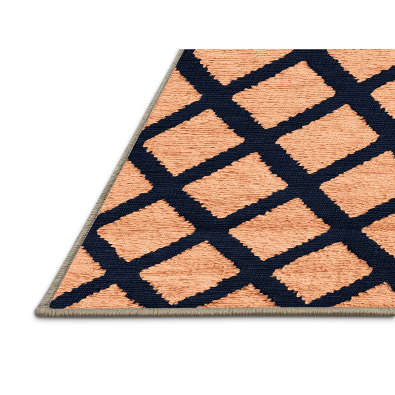 Tapis orange en treillis lavable à la machine, Rectangle 6 pi x 9 pi