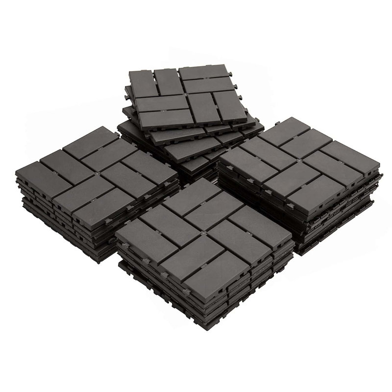 Carreaux de terrasse à emboîtement de patio, paquet de 9 tuiles de terrasse carrées composites de 12 po x 12 po, carrelage extérieur en plastique à carreaux pour terrasse