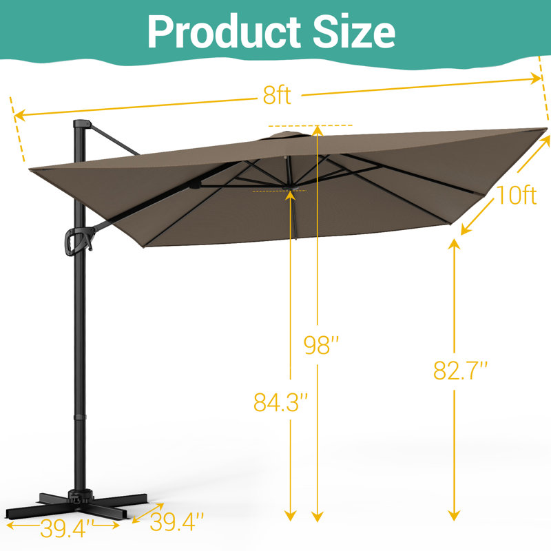 Parasol 96 po x 120 po Ruy, Tissu taupe