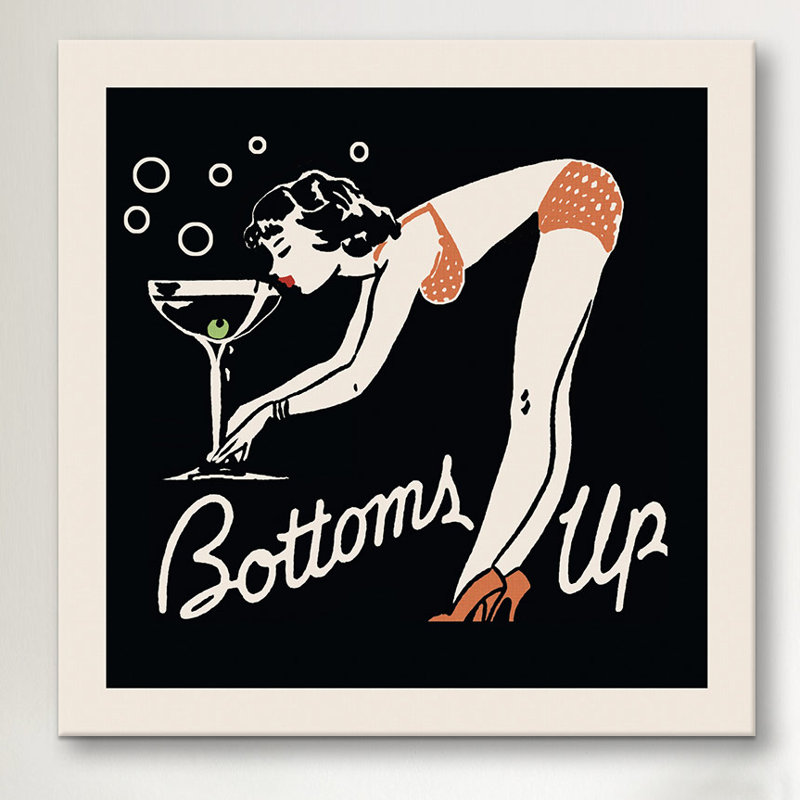 Bottoms Up publicité Vintage Poster sur toile, 12" H x 12" L x 0.75" D
