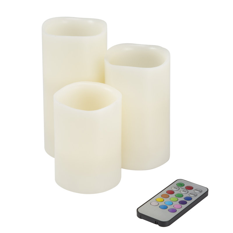 Latitude Run 3 Set of Color Changing Flameless LED Candles with Remote