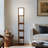 Maxwell 72" Traditional LED Shelf Floor Lamp with Brown Finish, 4 Built-In Shelves, 3 Storage Drawers, Bulb Included-1875102057