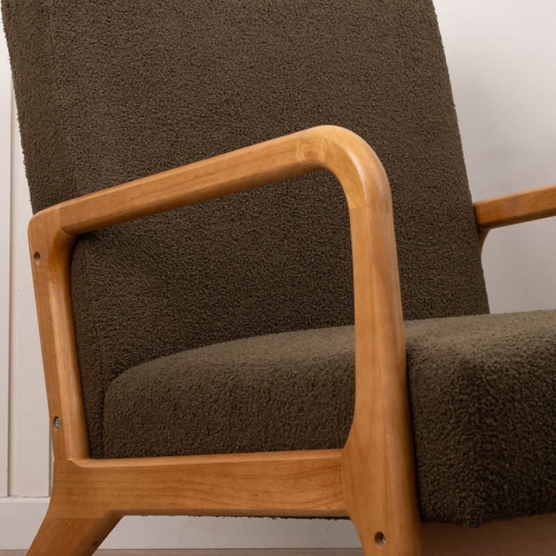 Boucle Accent Chair (Curved Arms), Khaki Green