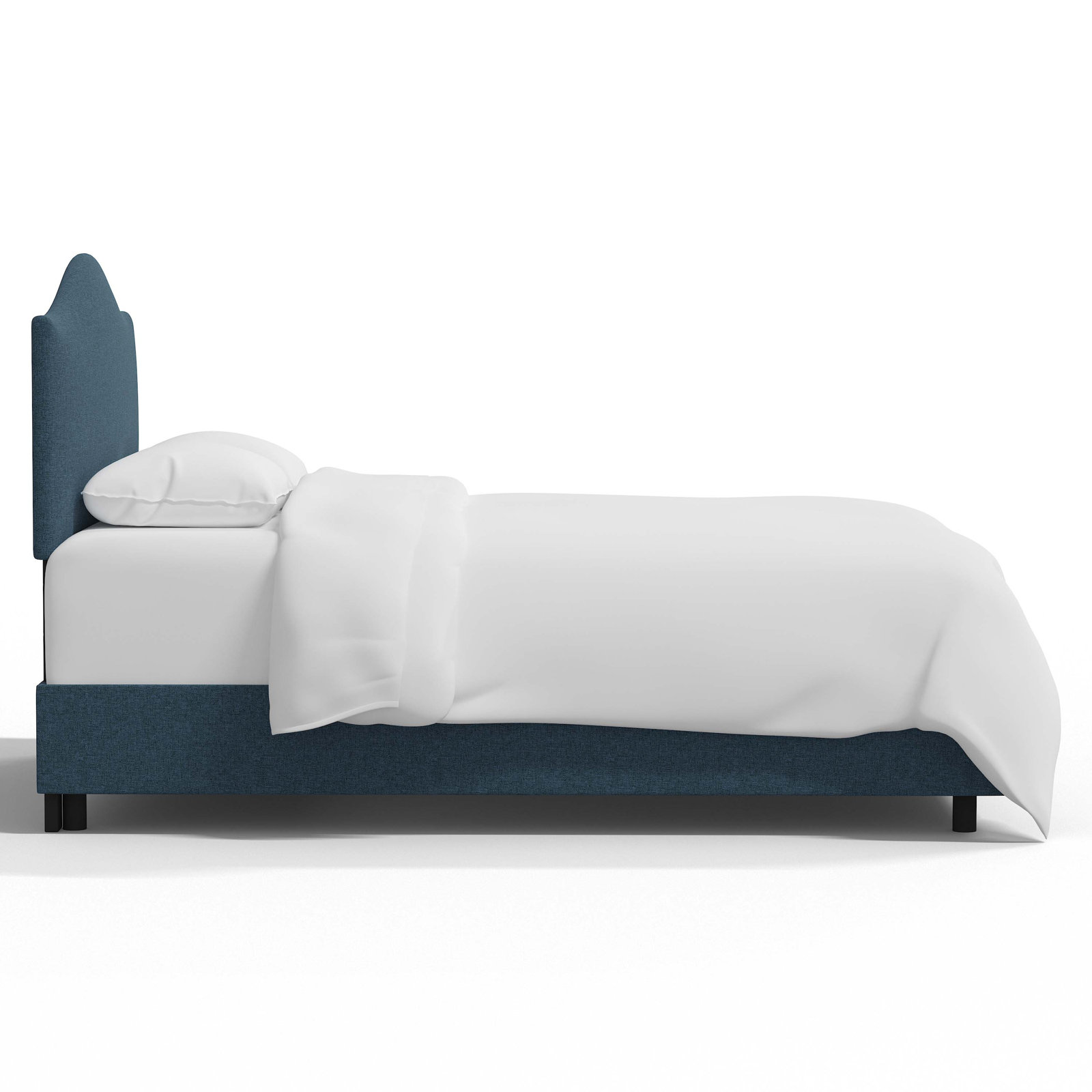 Morris Upholstered Standard Bed, California King, Zuma Navy Textured Linen