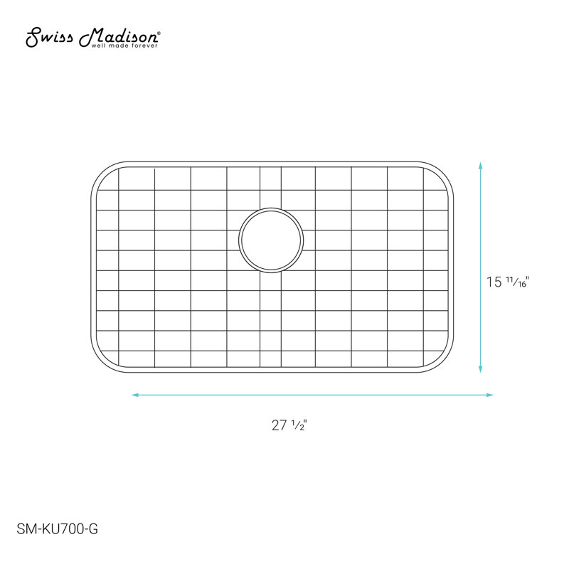 Grille d'évier de cuisine encastrable en acier inoxydable Swiss Madison pour éviers 30 x 18