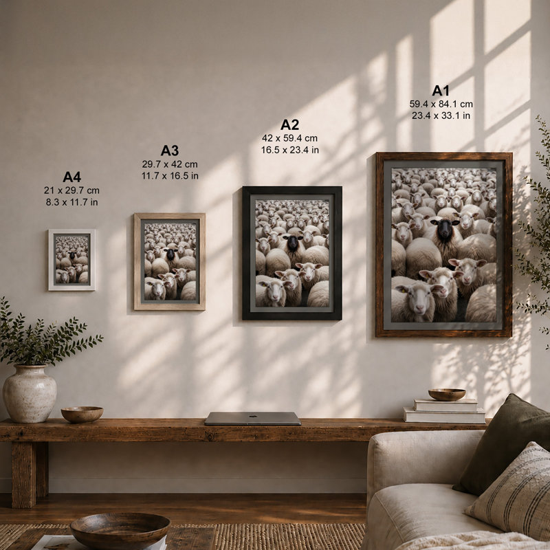 Among the Flock Modern - Framed Print, A4 - 29.7 x 21.0 cm, White