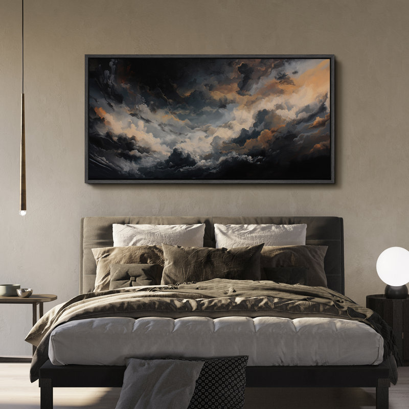 «Majestic Cloudscape Art», impression sur toile encadrée, Cadre flottant noir, H 30 po x l 60 po x P 1,5 po