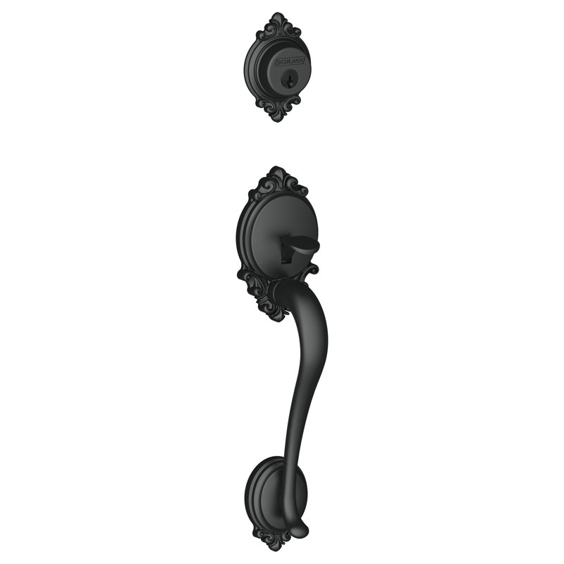 Brookshire Exterior Portion Handleset and Deadbolt (Interior Portion Sold Separately), Antique Brass, Keyed (Entry)