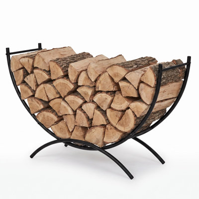 Support à bois en forme de U de 31,5 pouces, support à bûches en acier robuste, support de rangement intérieur en bois pour empiler le bois de chauffage