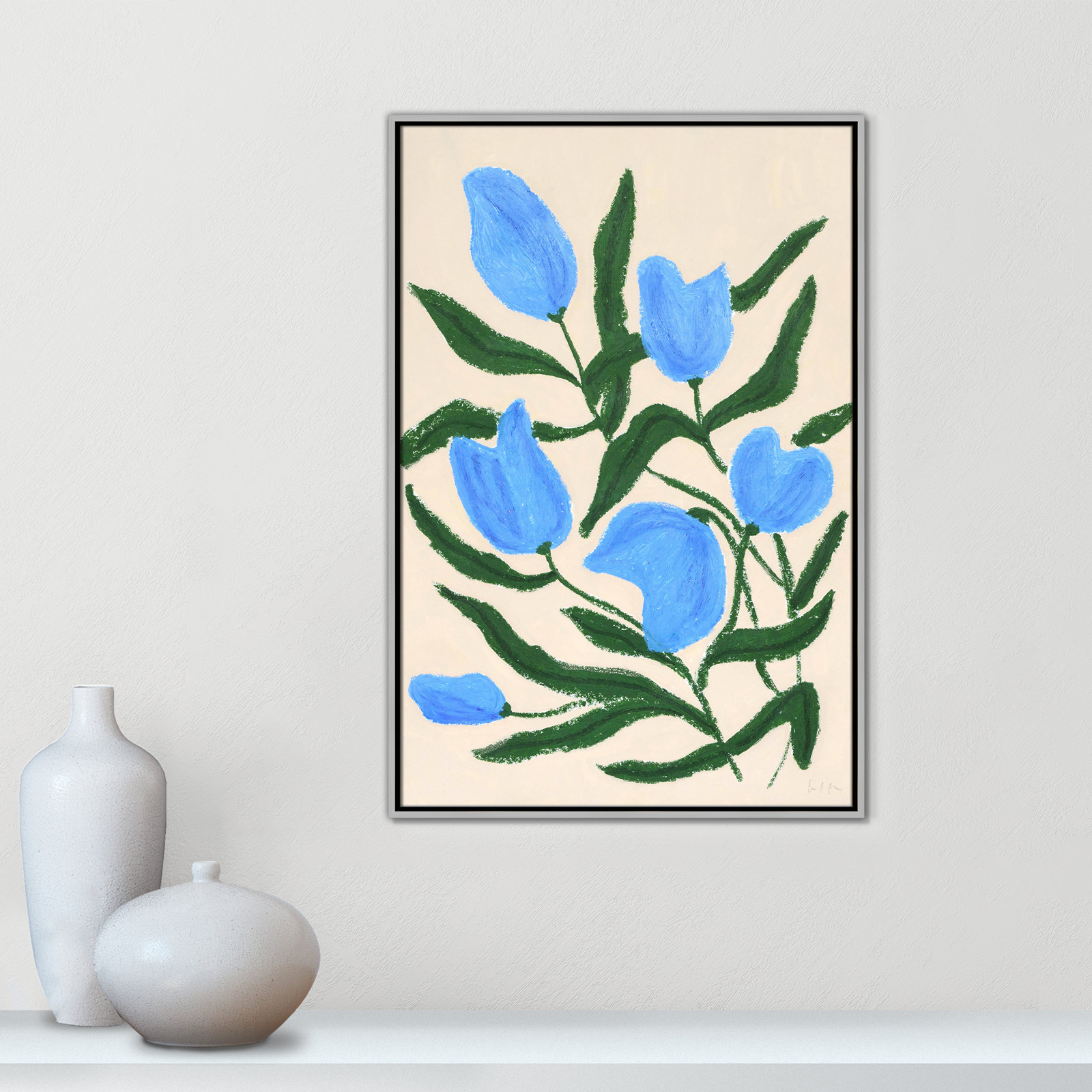 Blue Tulips Print by Camilla Bergqvist, Silver, 37.5" H x 25.5" W