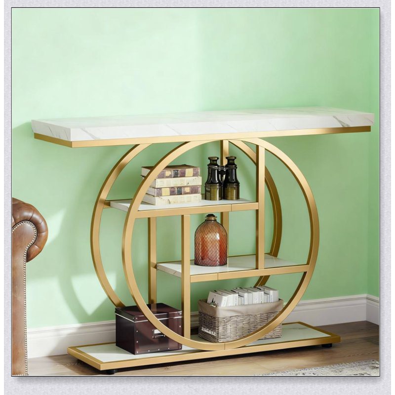 Table console 41,3 po, Blanc / Doré