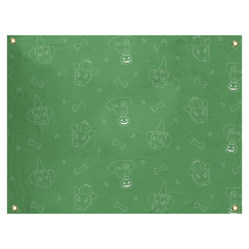 Polyester Tapestry, 1" H x 80" W x 59" D, Green/White