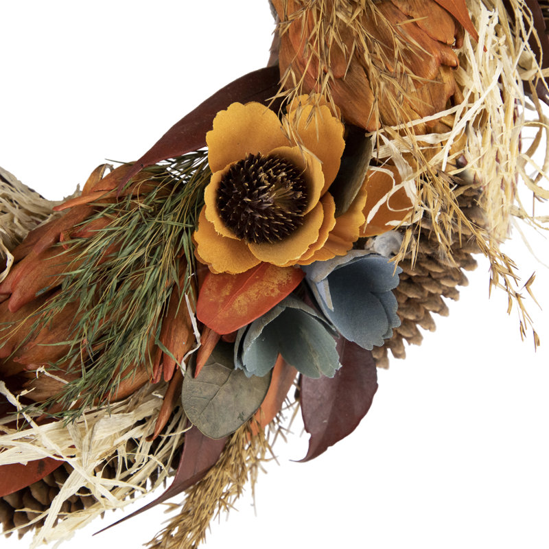 Sunflower and Straw Artificial Fall Harvest Wreath