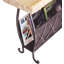 High End Wrought Iron Accent table with Cream Travertine top with Chisel Edge