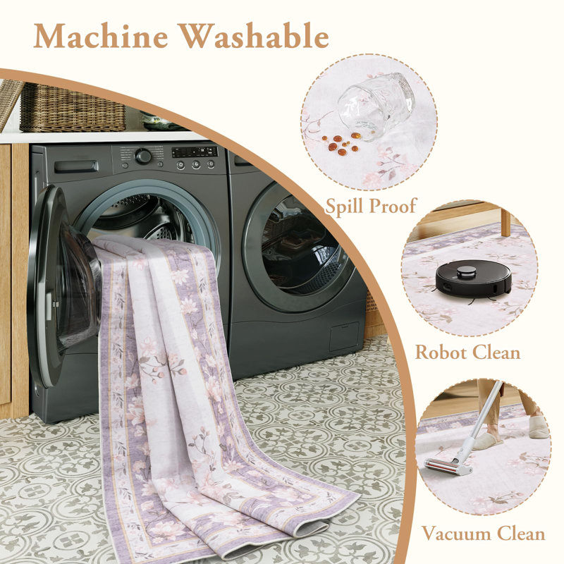Tapis lavable anti-dérapant pour tapis Kaldi Boho, Rectangle 5 pi x 7 pi