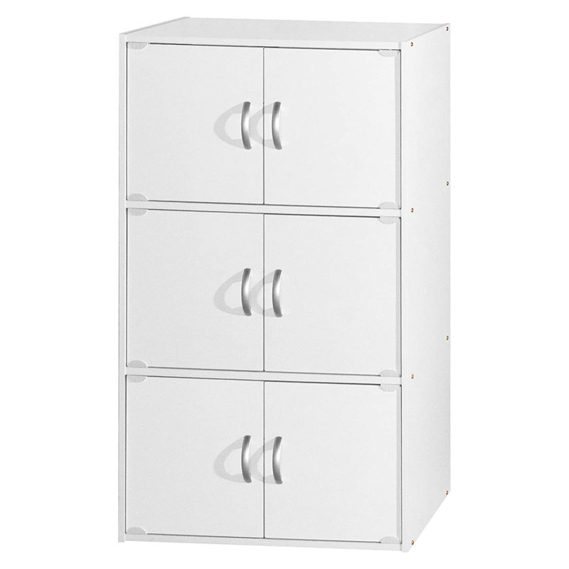 Bibliothèque blanche à 3 tablettes et 6 portes Beaudin