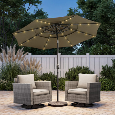 Parasol de marché extérieur à 3 niveaux à DEL 10 pi avec ventilation pour jardin, terrasse et piscine