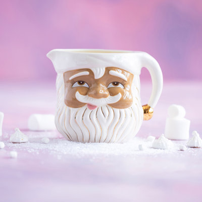 Carafe Papa Noel brun, céramique, 9,75 po