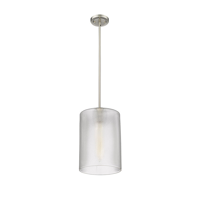 Luminaire suspendu cylindrique à 1 lumière, Nickel brossé