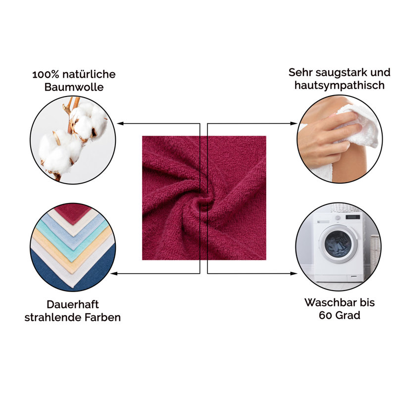Midweight Hand Towel, Bordeaux