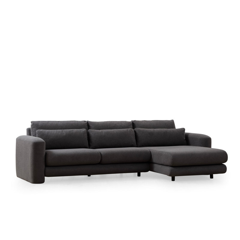 Stylish Corner Sofa with Beech Wood Frame & 100% Polyester Fabric, 114.2 x 65.0 x 28.7 inches | 28 DNS Soft Grey Foam Back Cushions | Portable Sitting & Back Cushions | Easy to Clean, Modern Design for Living Room