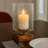 Glass and Wood Pillar Candle Holder, Modern Transitional Taper Holder with Square Base, Decorative Accent for Home Decor-1361391528
