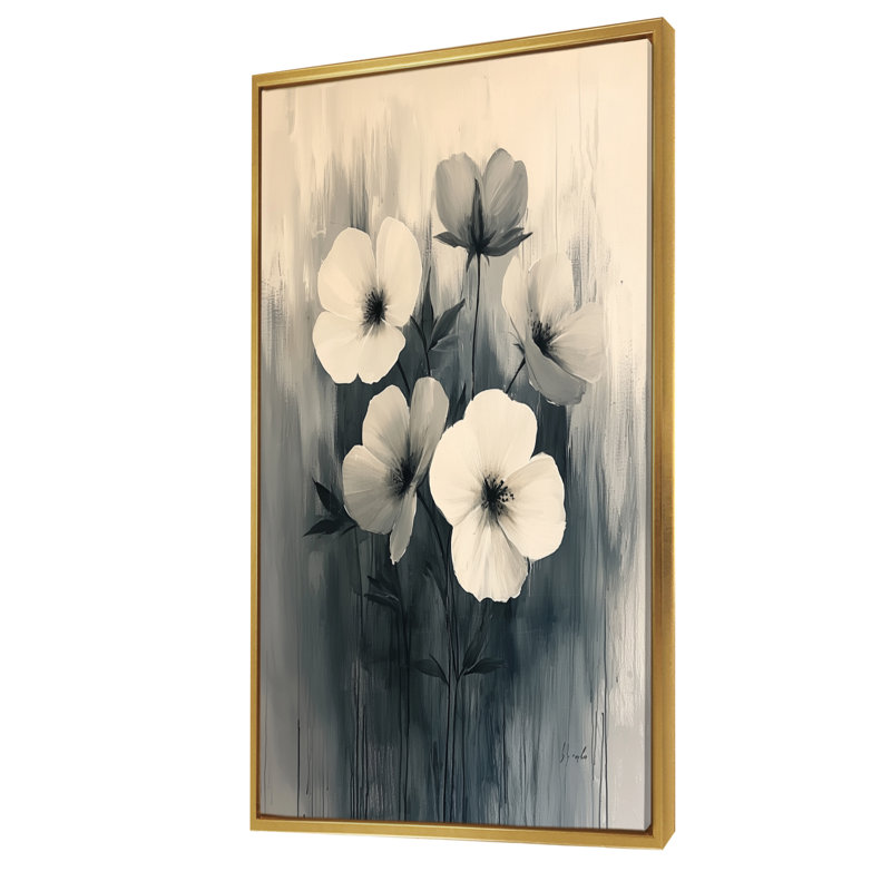 Ahner - impressions sur toile florales, H 60 po x l 28 po, Impression encadrée flottante, Doré