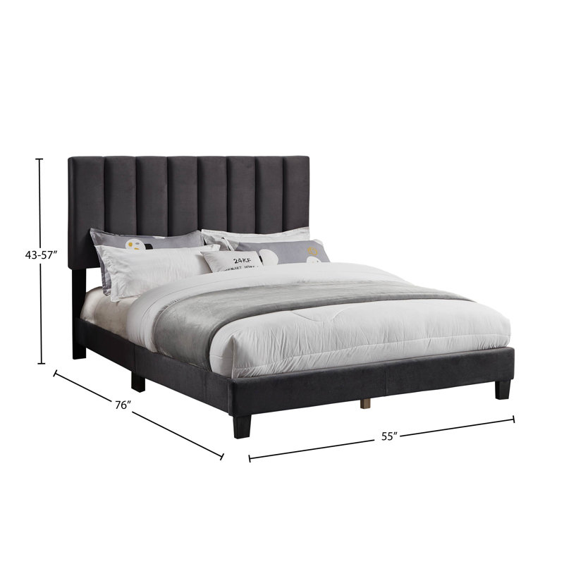 Lit tapissier standard à profil bas, Double, Anthracite