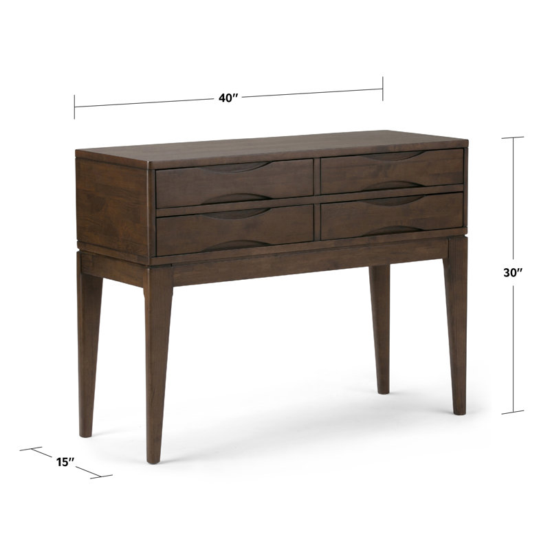 Harper 40" Walnut Brown Solid Wood Hallway Console Table with Storage