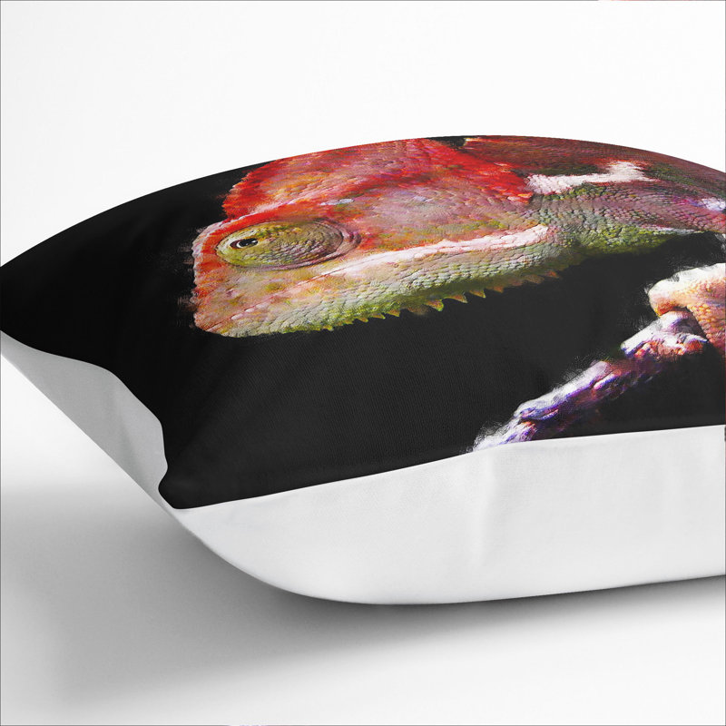 Chameleon Lizard Vol.2 Painting Square Throw Cushion, 55cm H x 55cm W x 20cm D, White