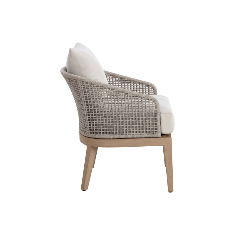 Capri Outdoor Teak Lounge Chair, Brown, White