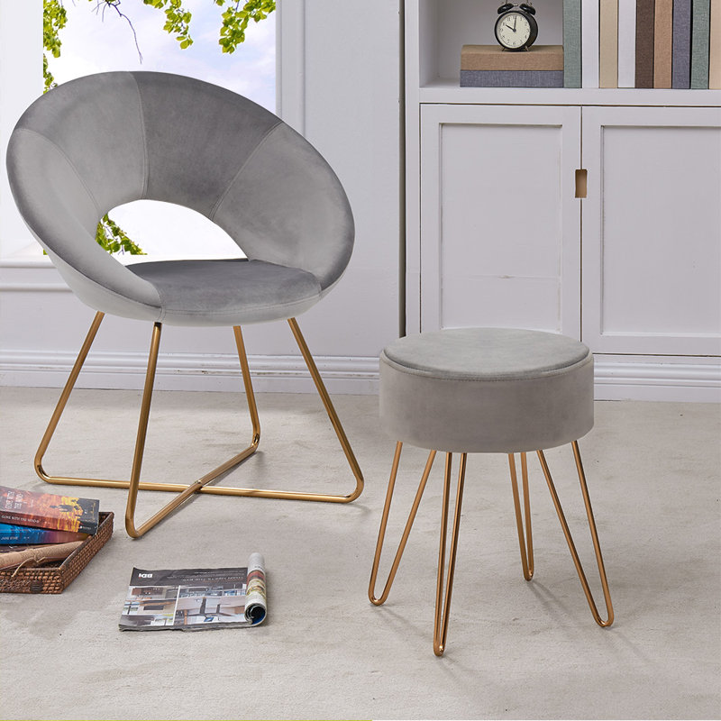 Tabouret de coiffeuse Childress, Gris