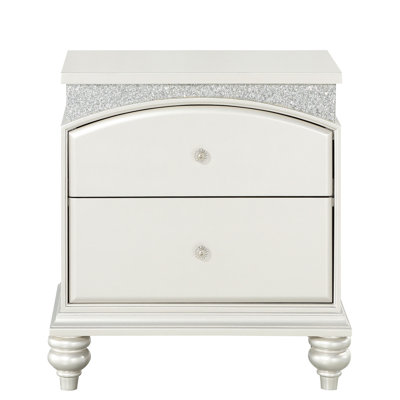 2 Nightstand With Platinum Exterior - Provide Ample Storage For Bedroom Elegant Color An Exquisite