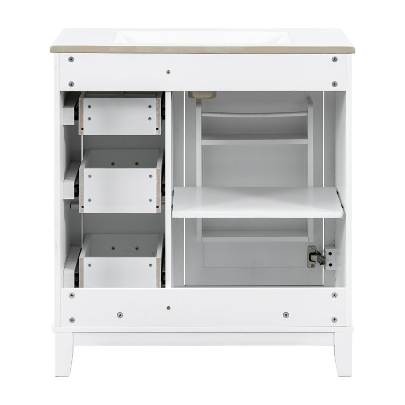 Solution de rangement fonctionnelle au design moderne en bois massif, idéale pour les salles de bain compactes